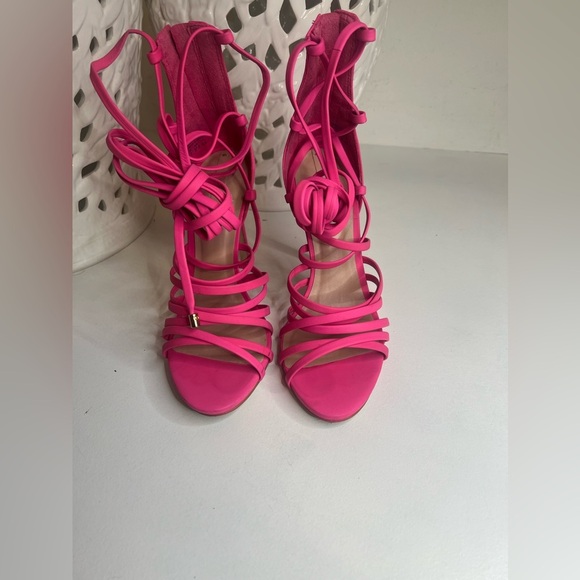 ALDO fuchsia pink color Strappy pink heels size 7 - Picture 5 of 11